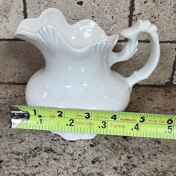 Vintage Arnels Small Elegant Pitcher And Wash Gravy White Scrollwork 5.5” X 5” - Picture 5 of 9